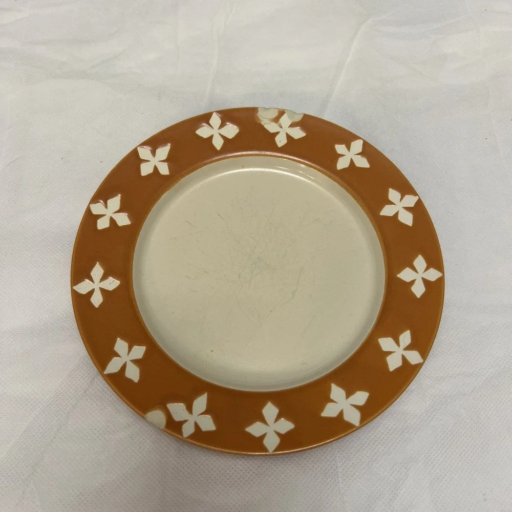 Vtg Pottery Barn Dune Persimmon Salad Plates 4 Retro MCM Boho Replacement
